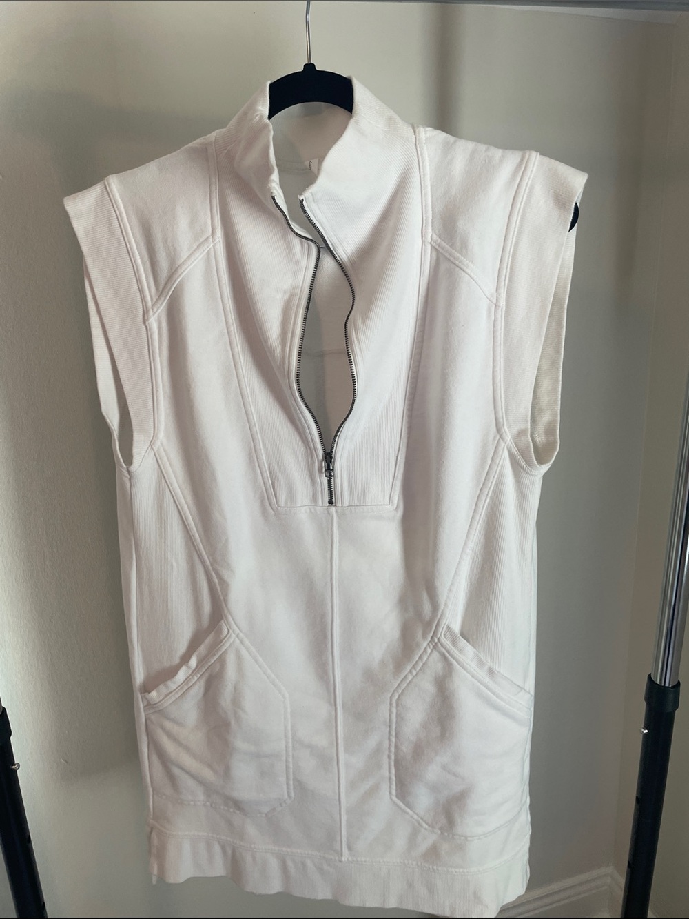 Daily Practice Sleeveless White Zip Dress
